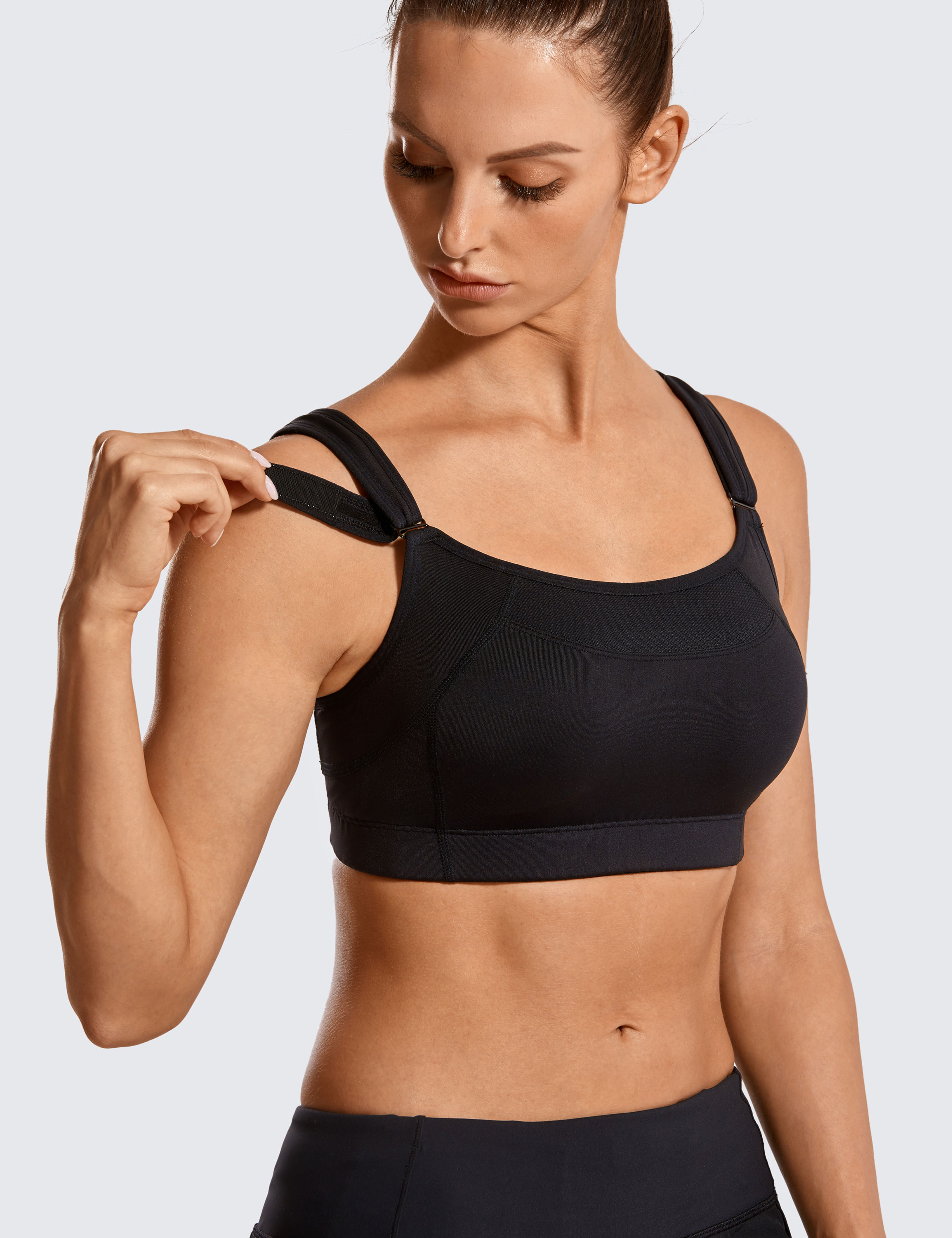 SYROKAN Front Adjustable Sports Bras For Women High Impact Wirefree